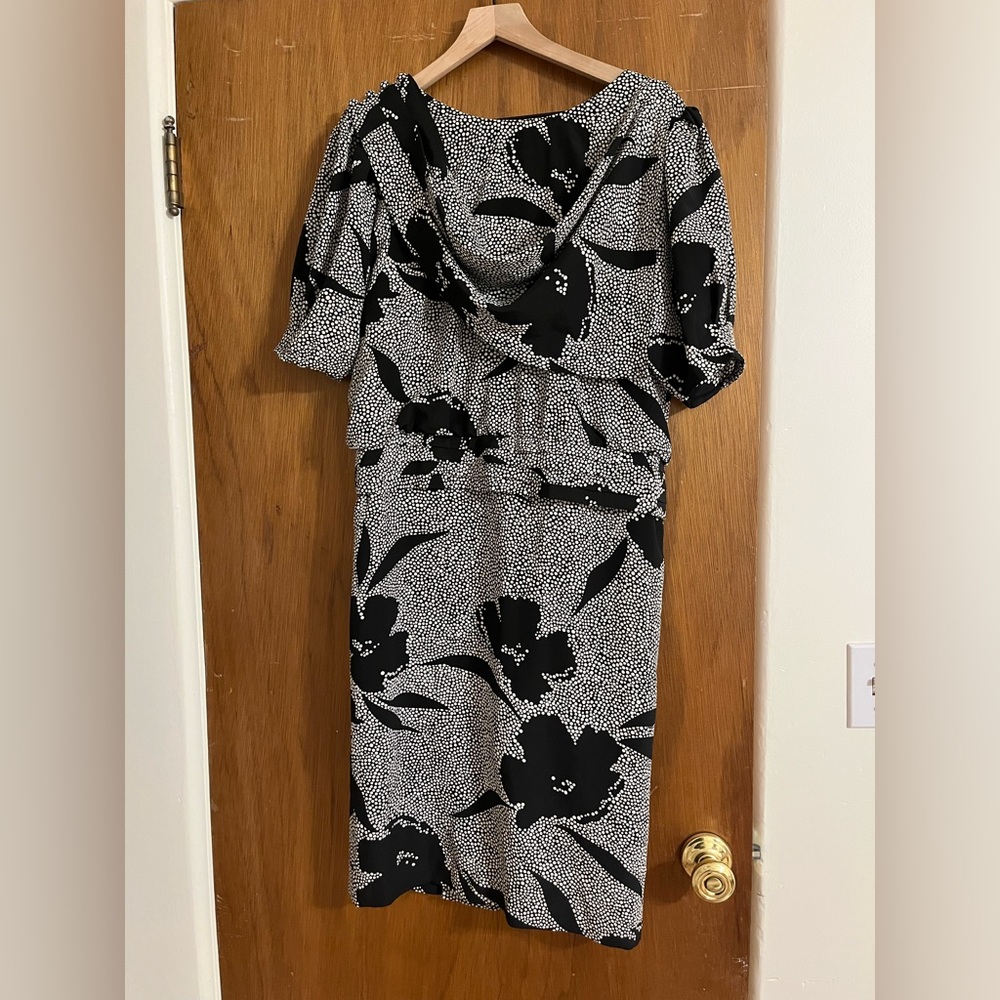Vintage Black and White Floral Dress